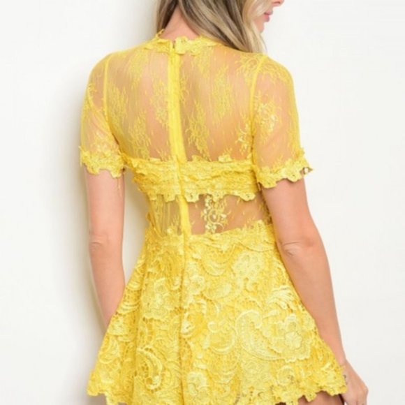 Yellow Lace Romper - Picture 2 of 3